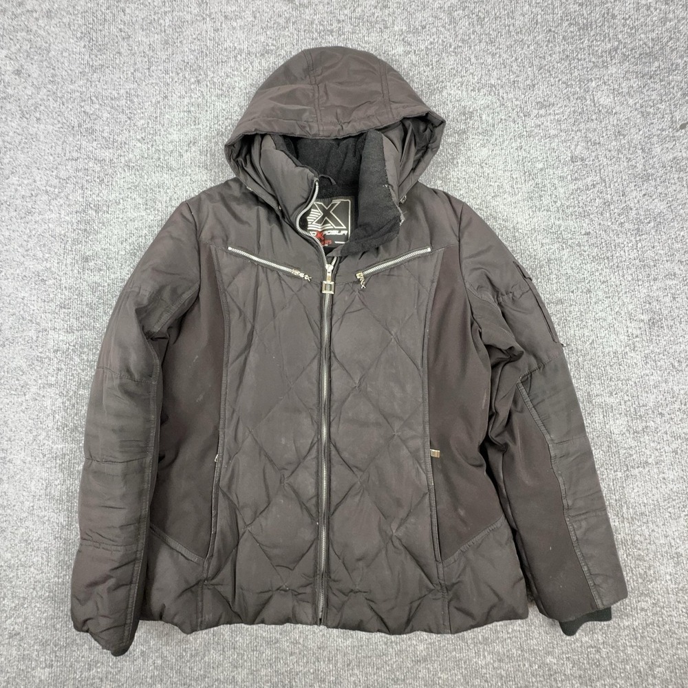 ZeroXposur Jacket Womens Large Black Quilted Hooded Down Puffer Winter Coat
